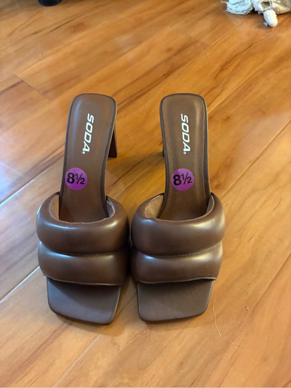 Soda Brown Padded Slide Heels